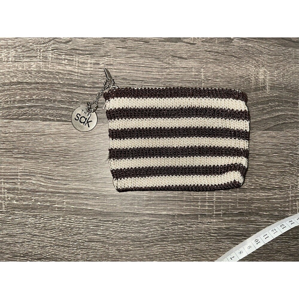 The Sak Coin Purse Pouch Womens One Size Brown & Cream Striped Zip Charm